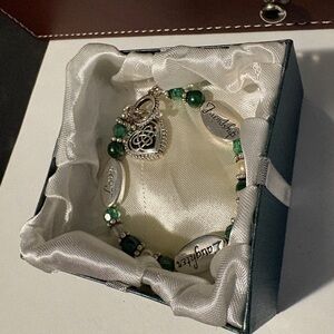 Silver and Green Charm Bracelet